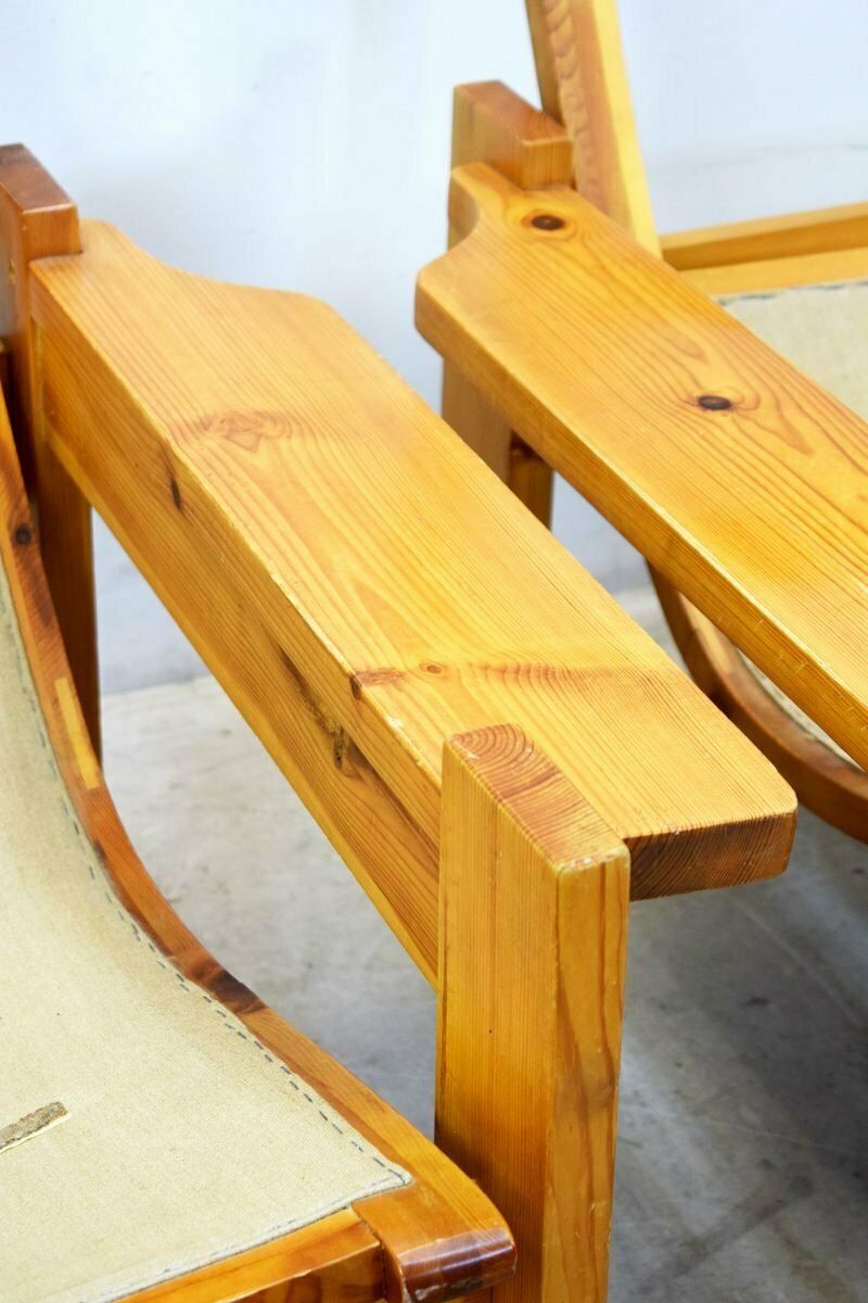Furniture Italian Wooden Lounge Chairs 1970s Set Of 2 photo