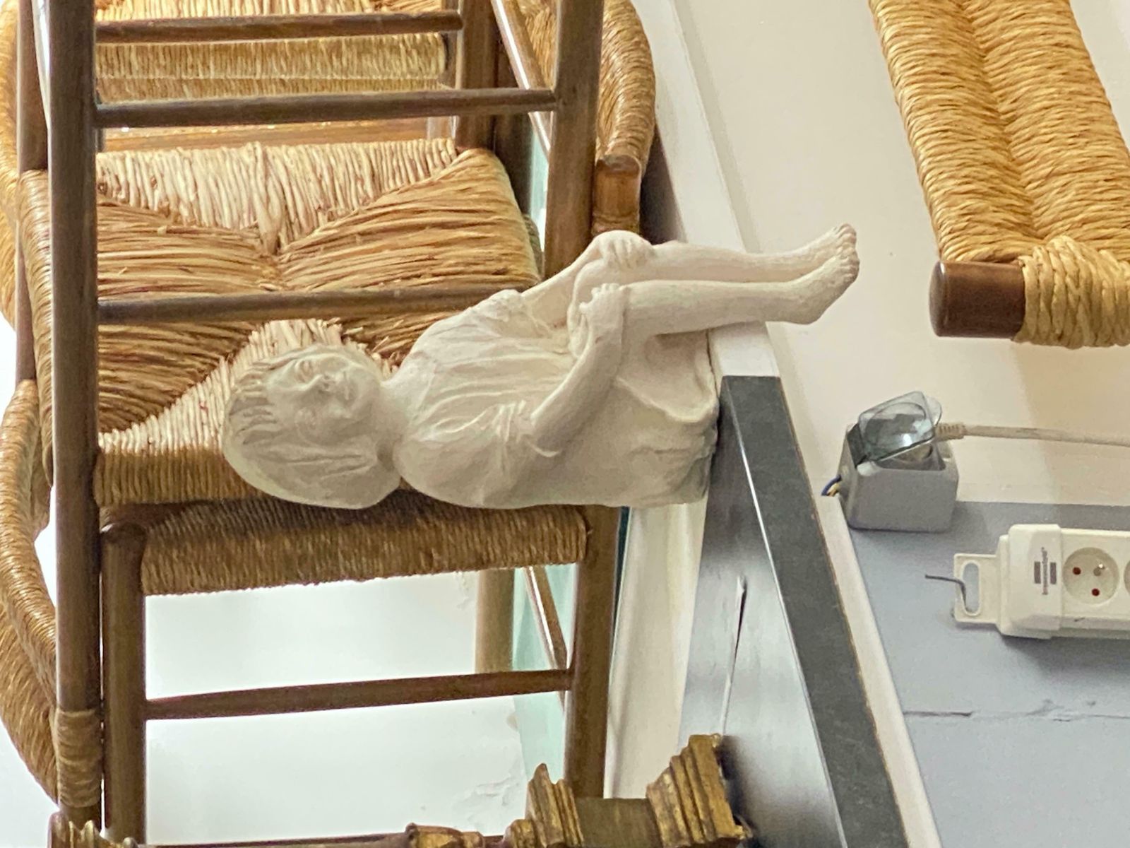 Plaster Sculpture Art Deco Period Sitting Woman France, Circa 1930 photo furniture