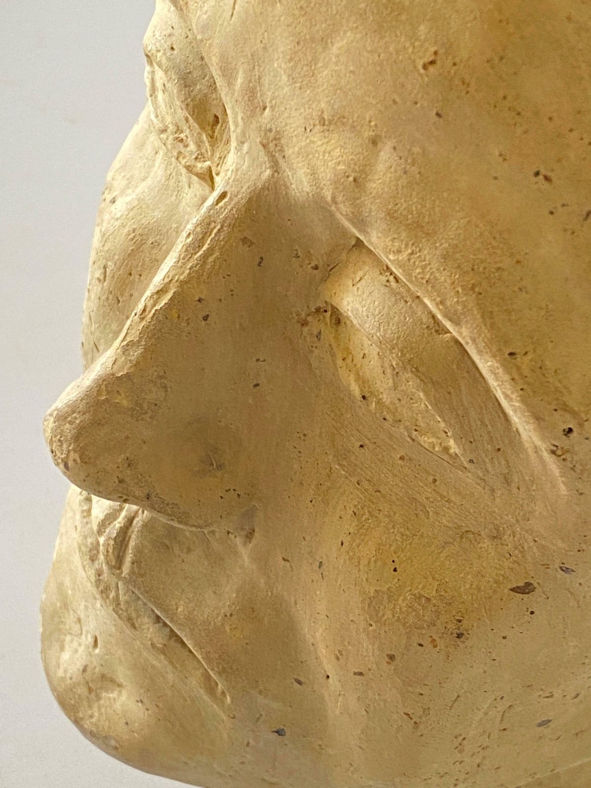 Art Deco Terracotta Sculpture, White Colour, Man Head, France 1940 photo Art