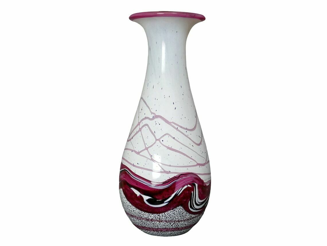Gozo Vase, Italian Art Glass Pink And White, 1980’s photo furniture