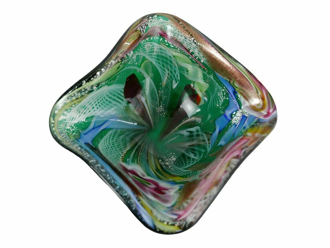 Murano 'Tutti Frutti' Italian Art Glass Dish Multi Coloured And Green, 1960’s photo furniture