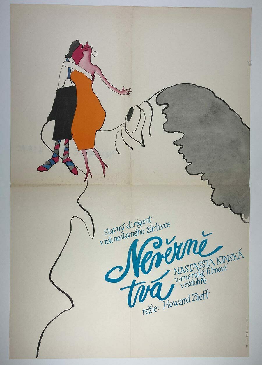 Original Film Poster, Unfaithfully Yours, Stanislav Duda, 1985, Genuine Czech Vintage Print photo vintage