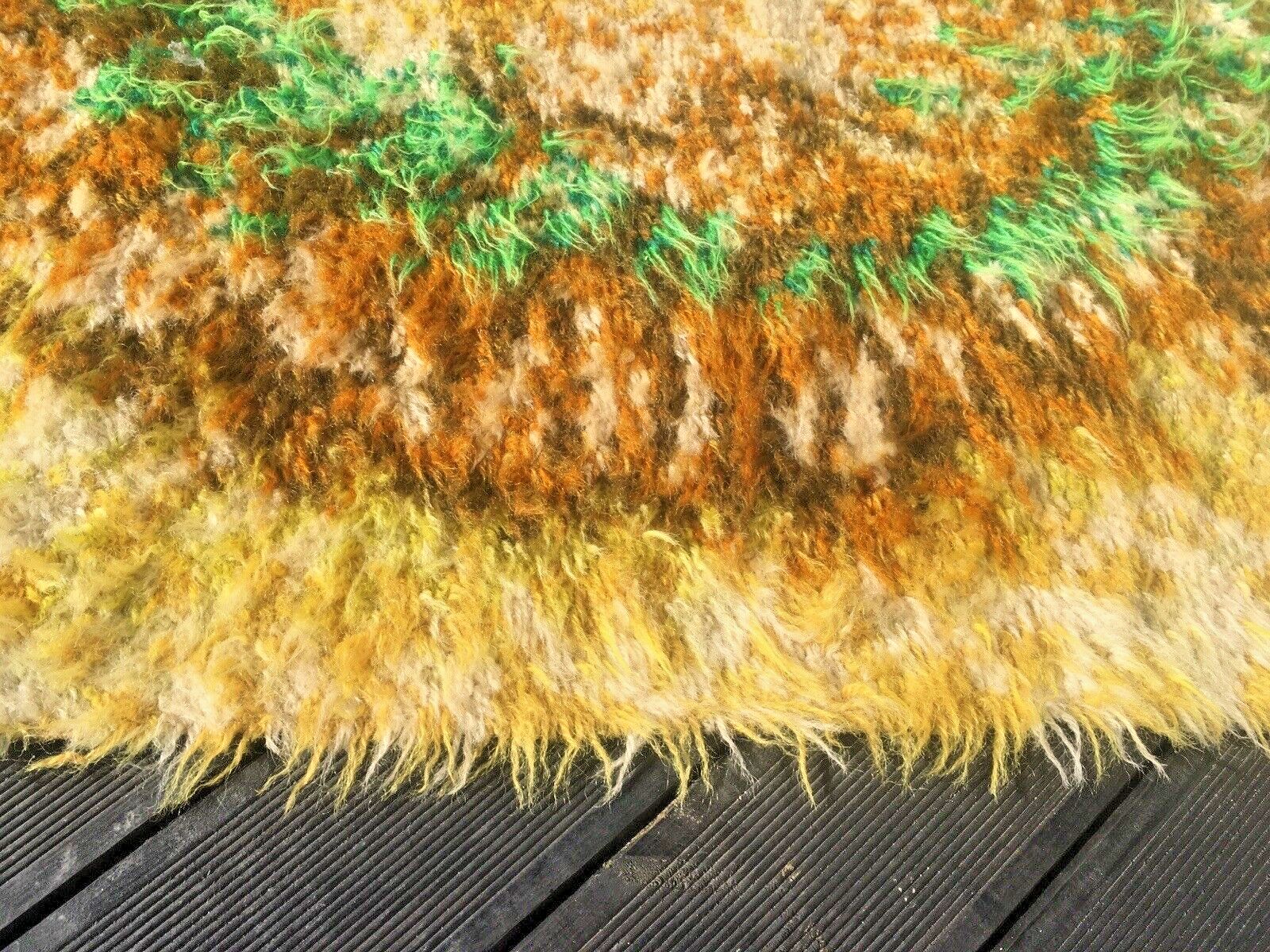 Mid Century Scandi 60's Psychadelic Shag Wool Rug Wall Hanging Rya Vintage Retro photo buy