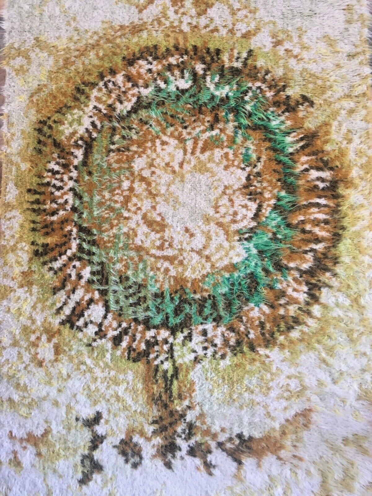 230.0 Mid Century Scandi 60's Psychadelic Shag Wool Rug Wall Hanging Rya Vintage Retro photo