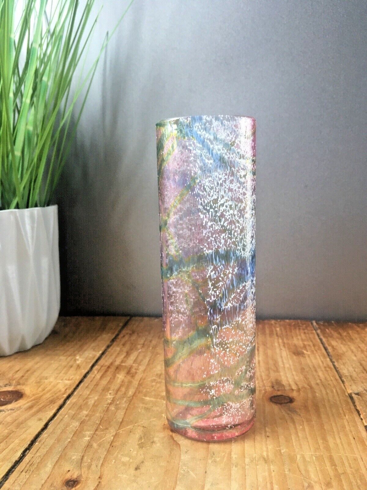 Beautiful Okra Coral Speckled Abstract Web Studio Glass Bud Vase Richard Golding photo buy