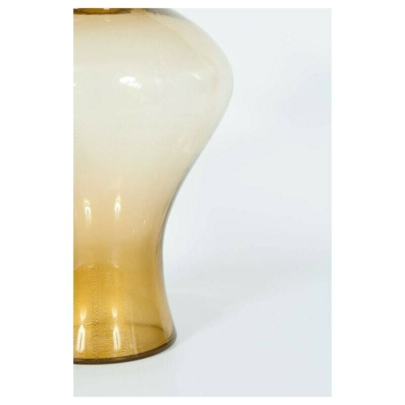 Pair Of Italian Vases In Transparent Murano Glass And 24 Karat Gold photo vintage