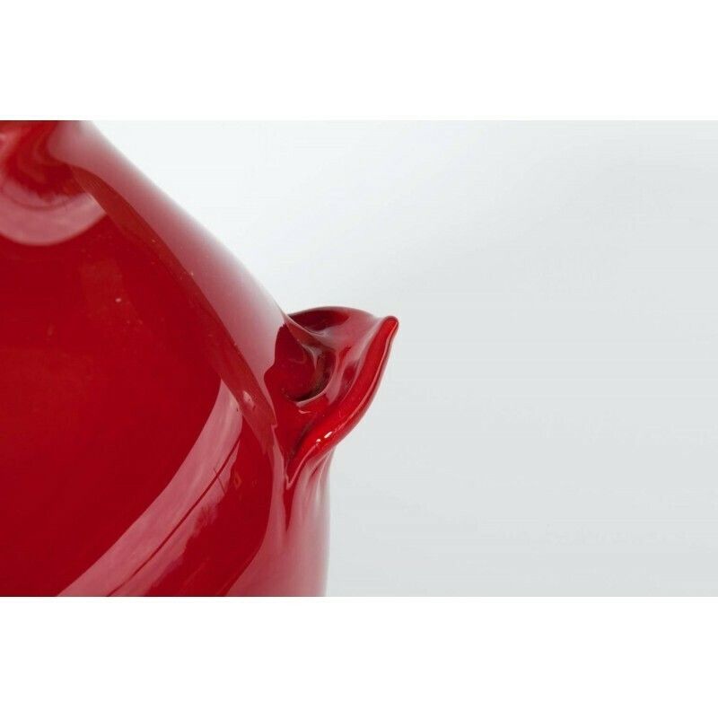 Handcrafted Vase In Blown Murano Glass Red & Gold Finishes 1980s Italy photo Home Decor