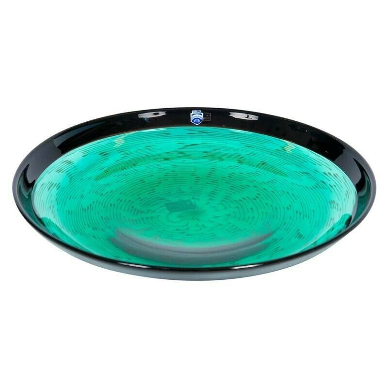 Italian Venetian, Bowl, Blown Murano Glass, Green Aquamarine, Cenedese, 1970s