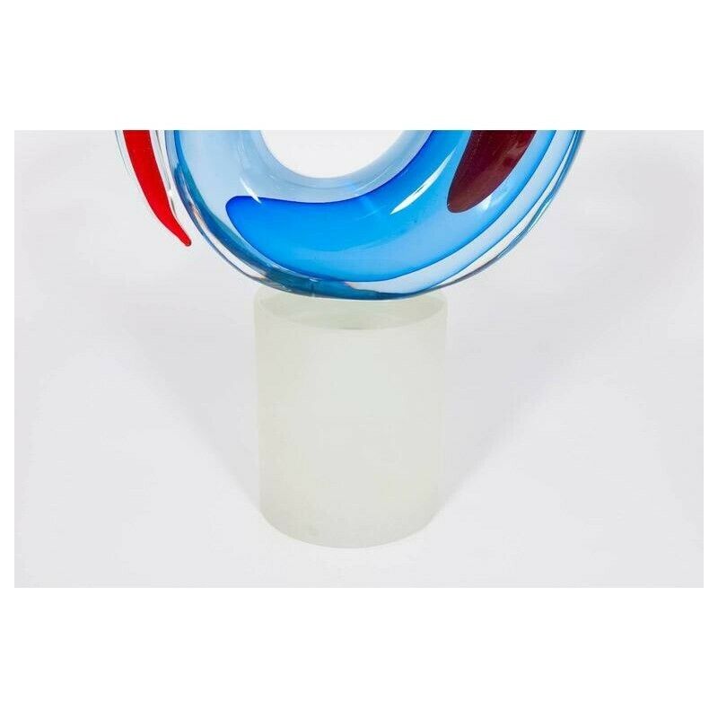 Italian Venetian, Sculpture, Blown Murano Glass, Red Blu, Romano Donà, 1990s photo 4933.0