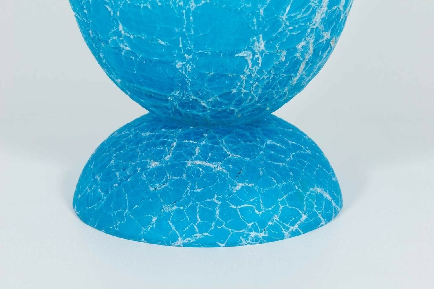 Italian Light Blue Vase With Cracks Blown Murano Glass, Signed Cenedese, 1970s photo vinterior