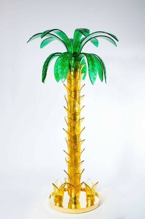 Palm Floor Lamp In Murano Glass Amber And Green Italy Contemporary photo furniture
