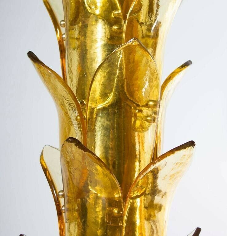 Palm Floor Lamp In Murano Glass Amber And Green Italy Contemporary photo 18616.0