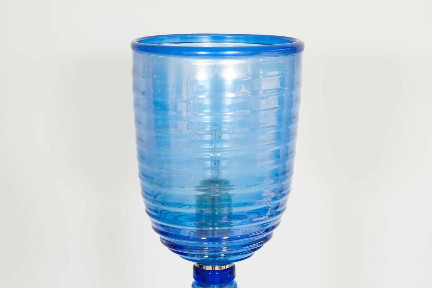 Floor Lamp In Light Blue And Iridescent Color Murano Glass Italy 1990s photo buy
