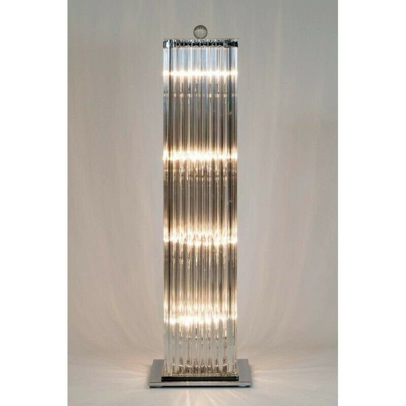 Floor Lamp In Blown Murano Glass Clear Color Triedros 1990s Italy photo vintage