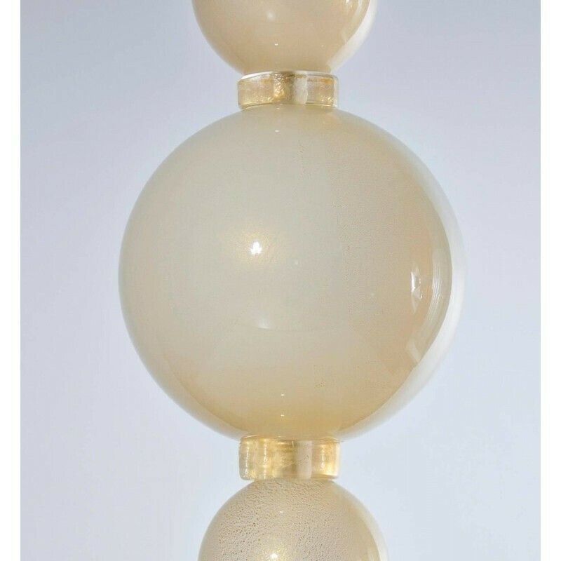 Italian Venetian Pair Of Table Lamps Blown Murano Glass Ivory And Gold, 1970s photo buy