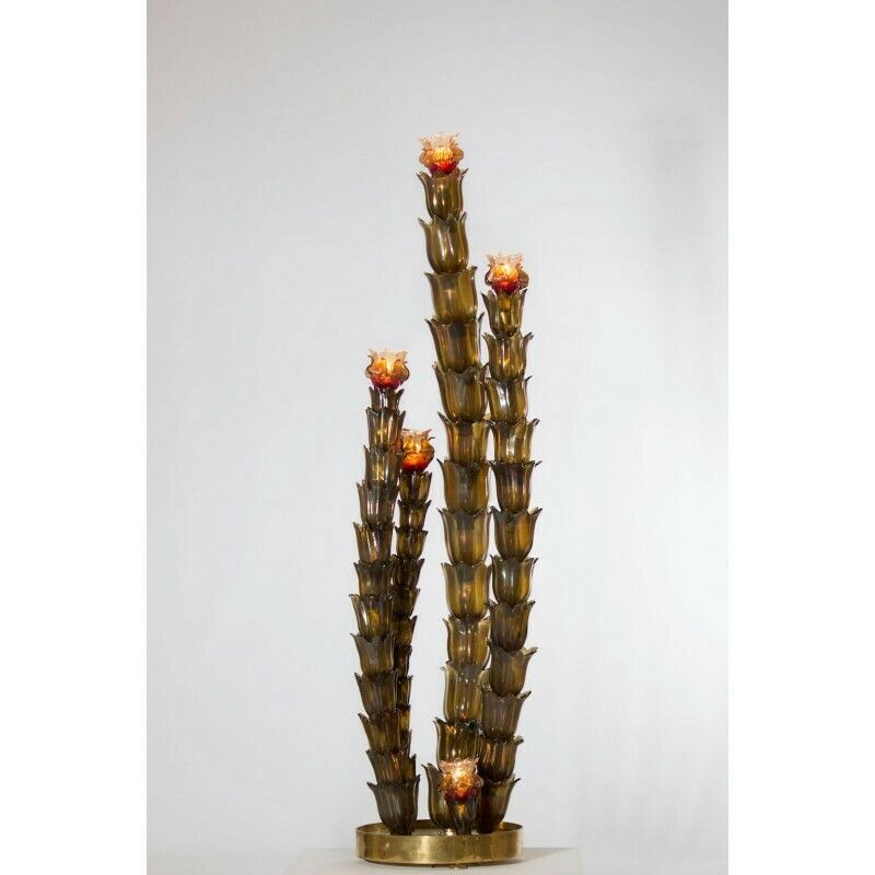 photo for sale Cactus Floor Lamp Handcrafted In Blown Murano Glass Italy 1950s