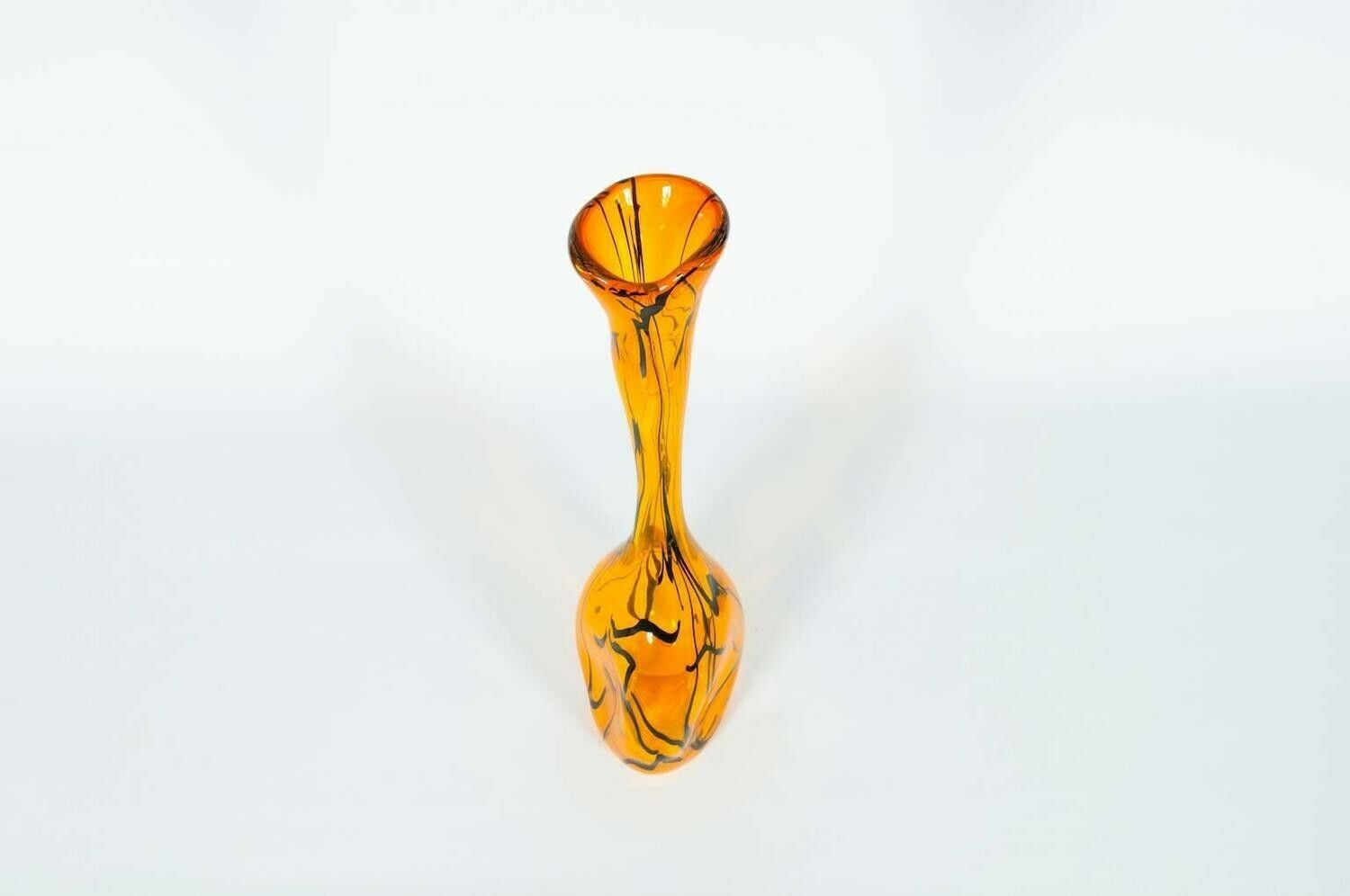 Modern Orange Vase In Blown Murano Glass With Black Stripes, 1990s Italy photo 3083.0