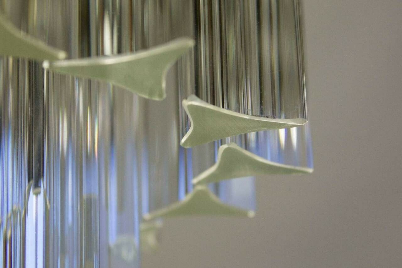 Italian Venetian Pair Of Chandeliers, Blown Murano Glass, Triedro Camer G, 1960s photo Lighting