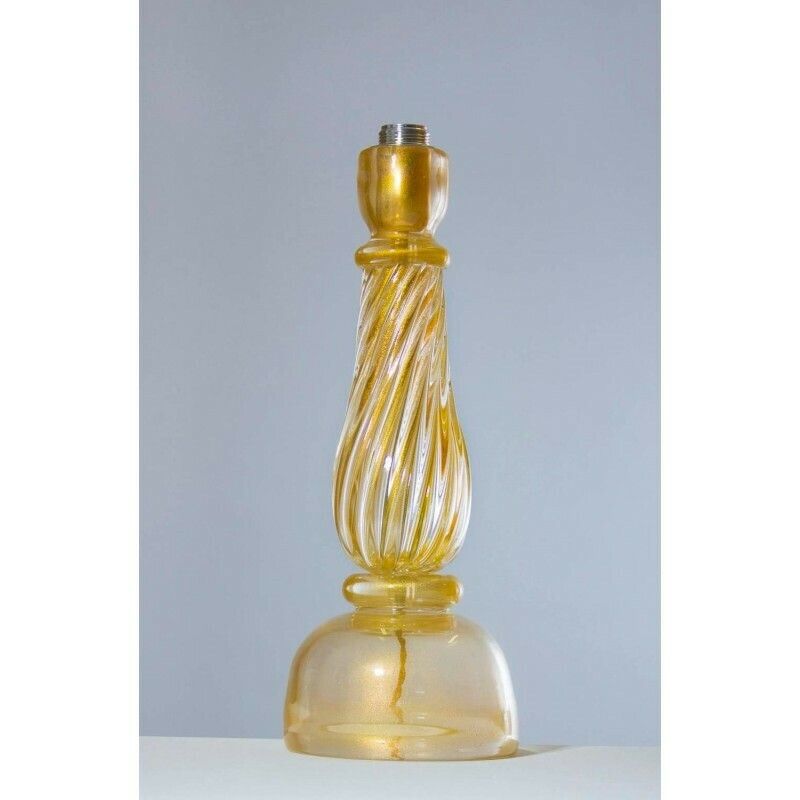 Italian Massive Pair Of Table Lamps In Murano Glass, Gold 24 Karat photo furniture