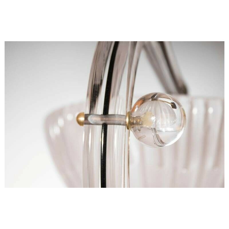 Pair Of Sconces In Blown Murano Glass Black & White Camer Glass 1960s Italy photo vintage