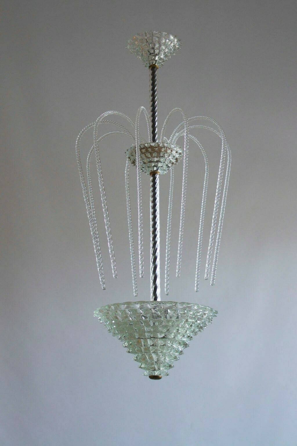 Italian Flush Mount In Blown Murano Glass 1940s Italy photo for sale