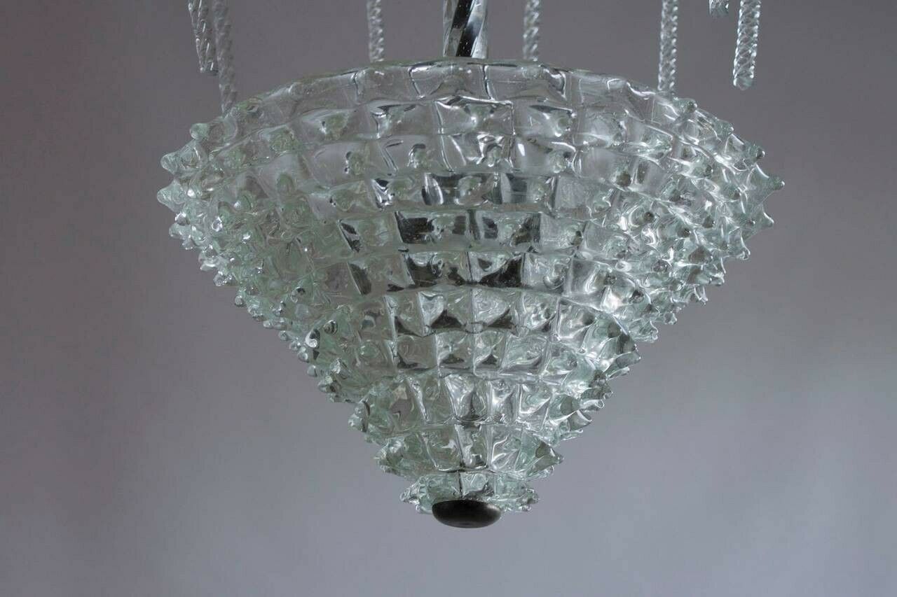 Italian Flush Mount In Blown Murano Glass 1940s Italy photo Lighting