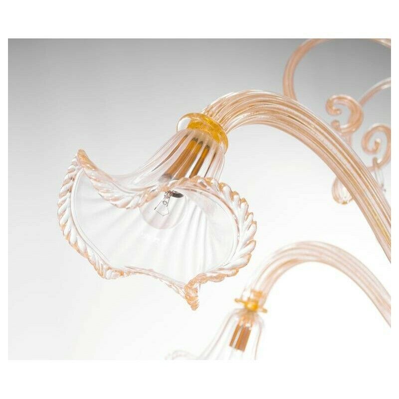 Italian Chandelier In Gold And Blown Murano Glass, Big Bells And Pendants 1970s photo furniture