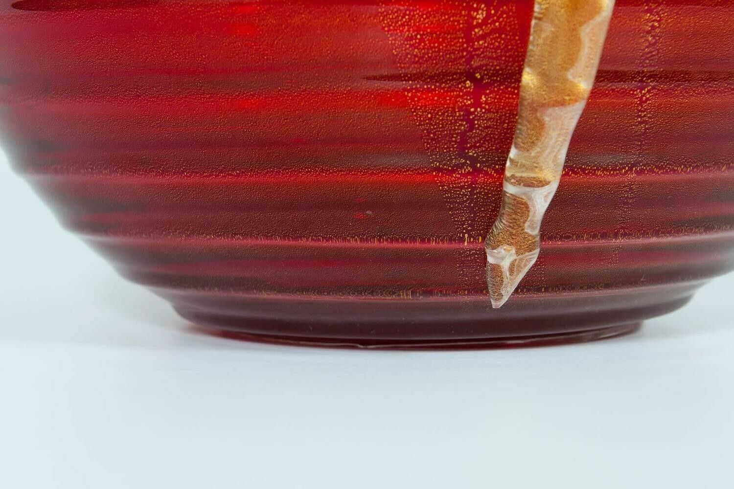 Massive Red And Gold Vase In Blown Murano Glass With Gold Drop, 1980s Italy photo 1674.0