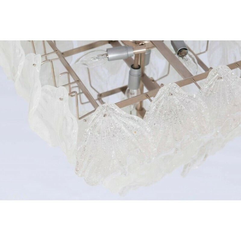 photo furniture Italian Venetian, Flush Mount, In Blown Murano Glass, Transparent Leafs , 1950s