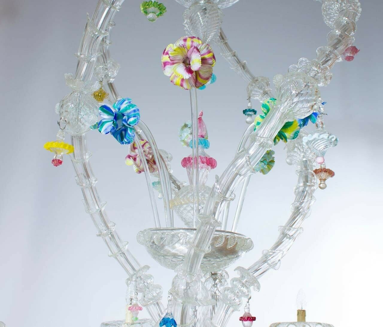 Italian Venetian Ca'rezzonico Chandelier In Blown Murano Glass 1950s photo 21226.0