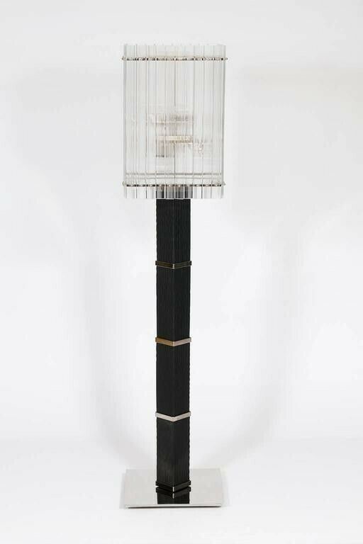Modern Floor Lamp In Black And Transparent Murano Glass 1990s Italy photo for sale