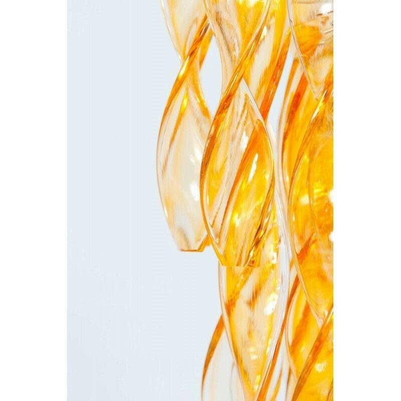 Italian Venetian Flush Mount In Blown Murano Glass Twisted Orange Color 1990s photo 5749.0