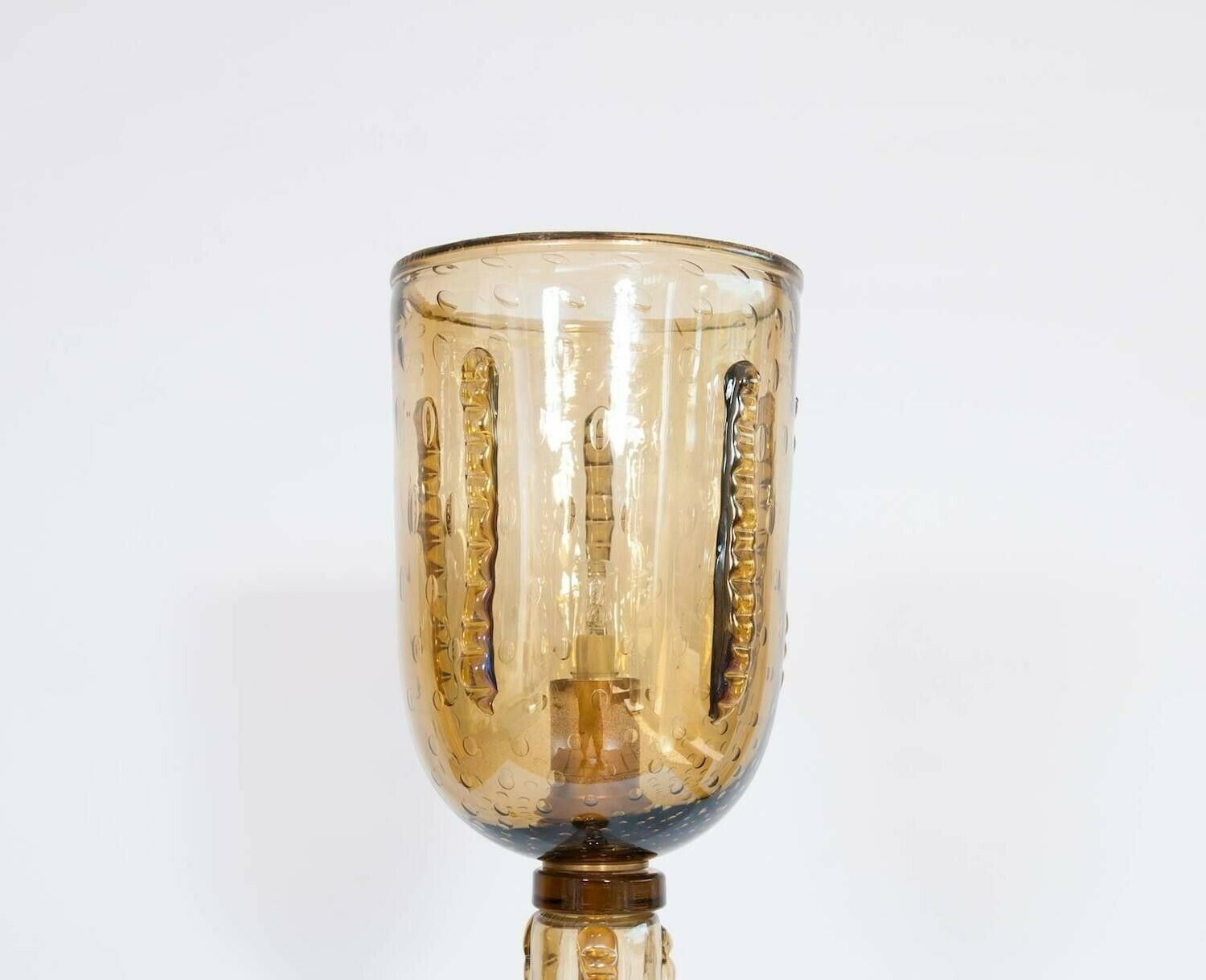 Venetian Floor Lamp In Blown Murano Glass, Iridescent And "Pagliesco", 1970s photo vintage