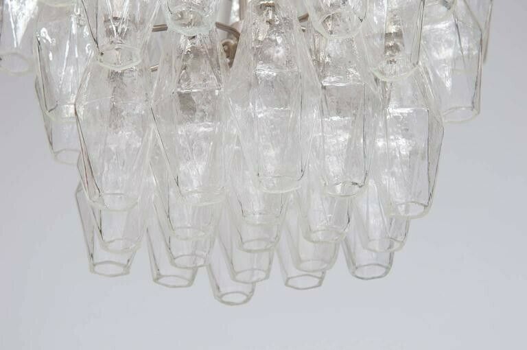 Italian Modern Chandelier In Transparent Murano Glass, Venini, 1960s photo for sale