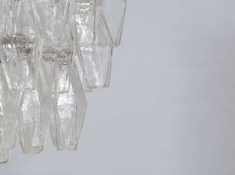 Italian Modern Chandelier In Transparent Murano Glass, Venini, 1960s photo Lighting