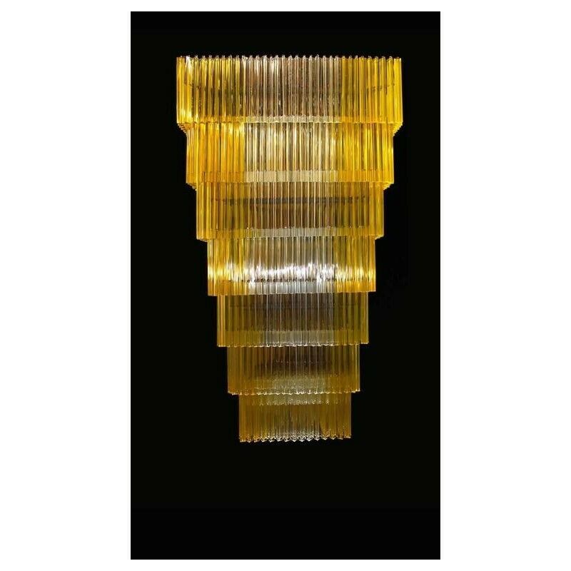 Massive Italian Flush Mount In Blown Murano Glass Clear Color And Amber, 1960s photo furniture