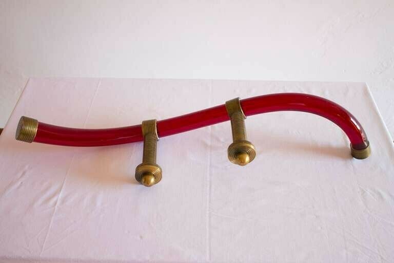 Door Handle In Blown Murano Glass Red Color 1950s Italy photo vintage