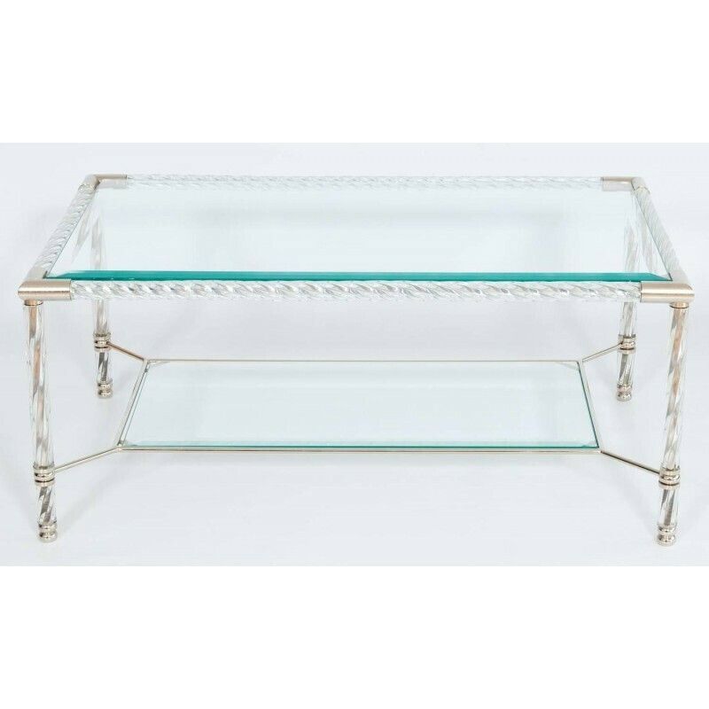 Table In Blown Murano Glass, Transparent, Barovier, 1980s photo for sale