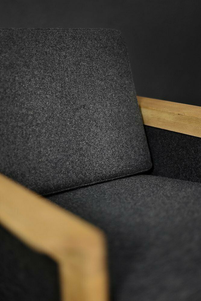 Mid Century Modern Danish Oak And Felt Lounge Chairs, 1960s, Set Of 2 photo furniture