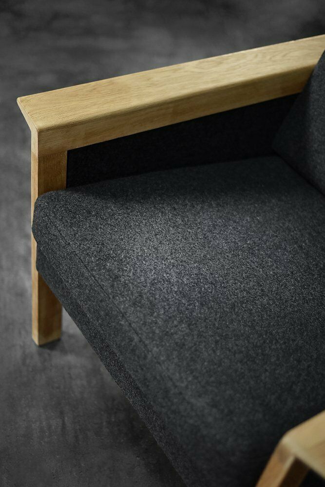 2810.0 Mid Century Modern Danish Oak And Felt Lounge Chairs, 1960s, Set Of 2 photo