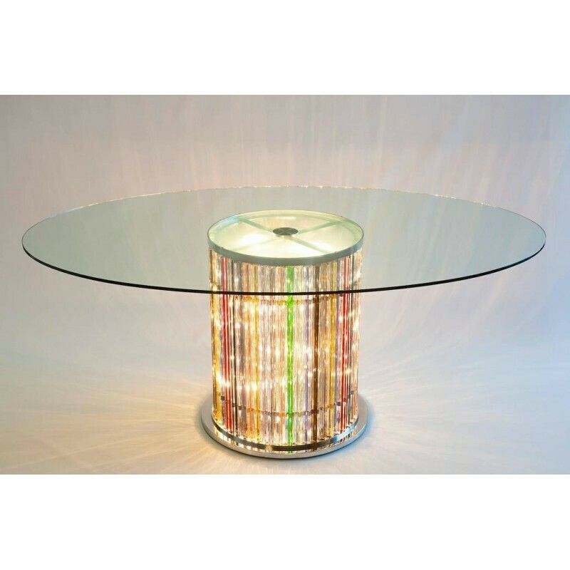 Dining Table In Blown Murano Glass Lights In The Stem, Vintage Murano Gallery * photo furniture