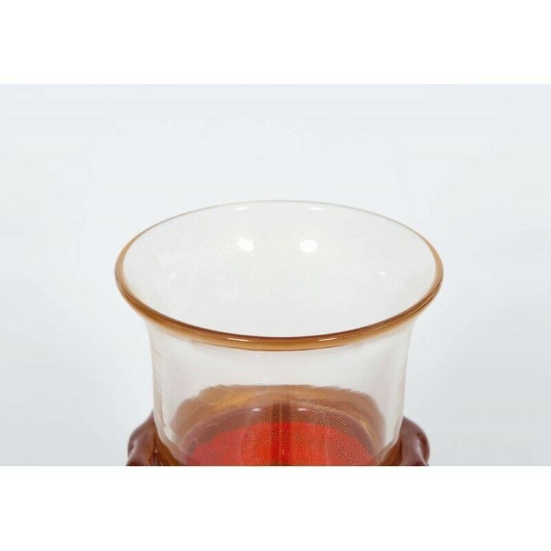 Italian Venetian Murano Glass Vase Attributed To Barovier & Toso Circa 1970s photo vinterior