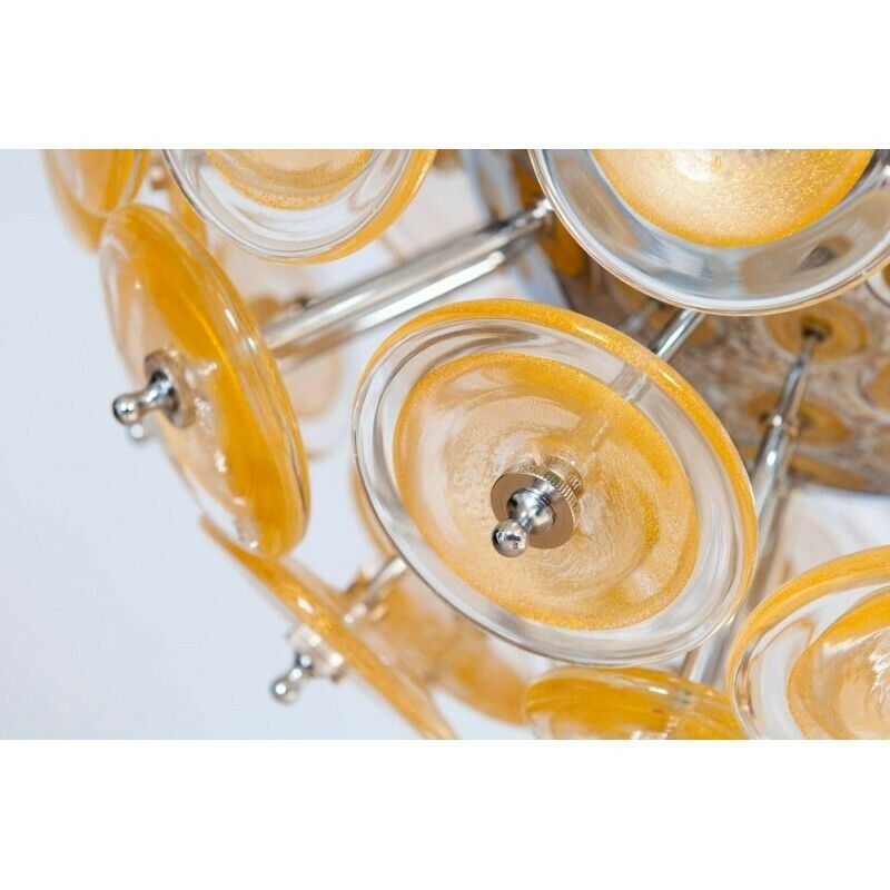Italian Flush Mount In Blown Murano Glass, Gold 24 K, Mazzega Contemporary photo 8402.0