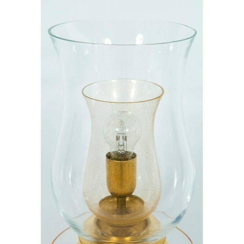 Italian Venetian, Table Lamp, Blown Murano Glass, Candle Shape, Gold Amber, 1970s photo buy