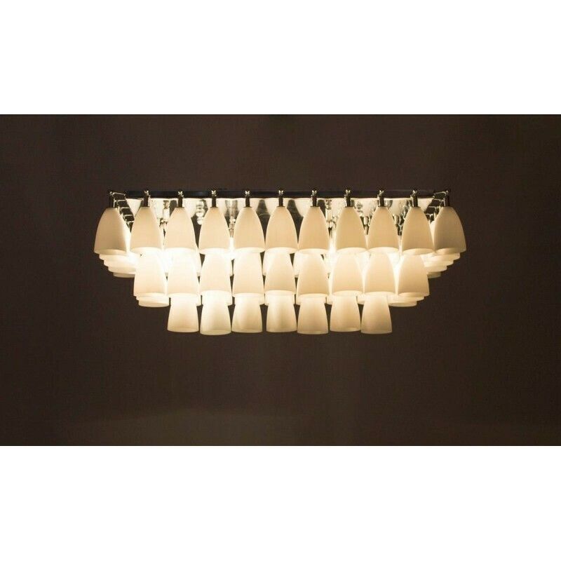 Italian Bells Chandelier In White Blown Murano Glass Attributed To Mazzega photo furniture