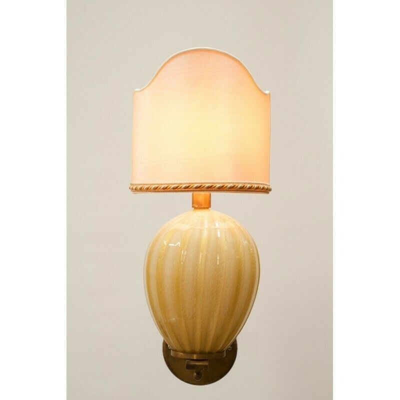 Massive Pair Of Sconces In Ivory Color In Blown Murano Glass 1960s Italy photo furniture