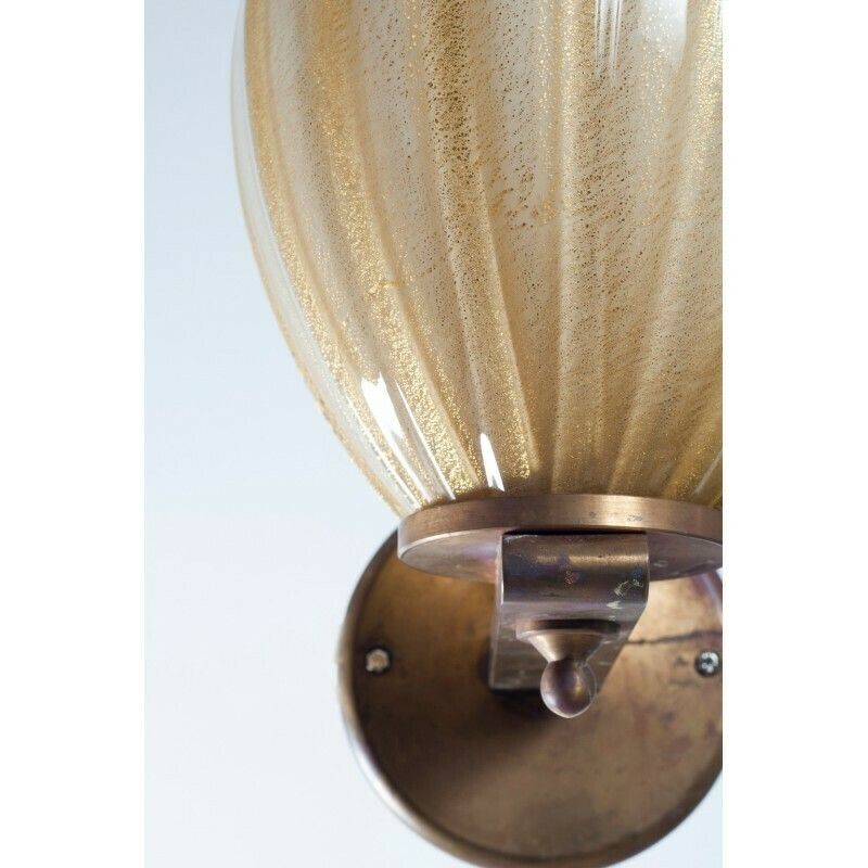 Massive Pair Of Sconces In Ivory Color In Blown Murano Glass 1960s Italy photo vinterior