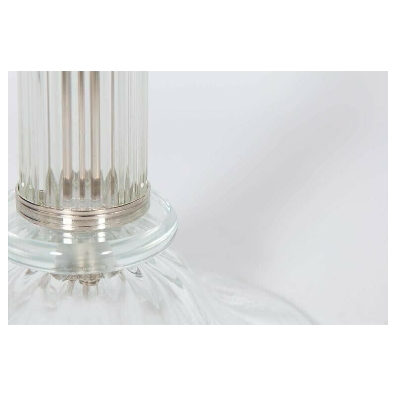 Pair Of Italian Venetian Table Lamps In Murano Glass Clear Color, 1990s Italy photo vinterior