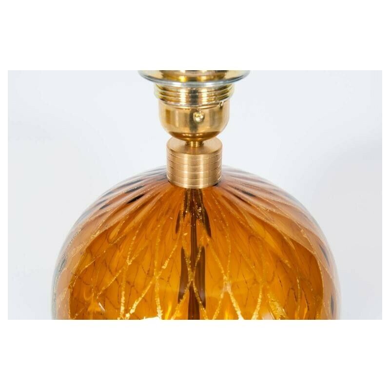 photo furniture Italian Table Lamp In Blown Murano Glass Amber & 24 Karat Gold 1980s