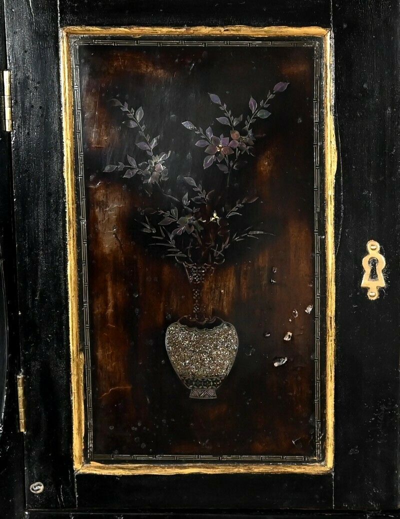 1474.96 Small Wall Cabinet In Lacquered Wood, China   Late 19th Century photo